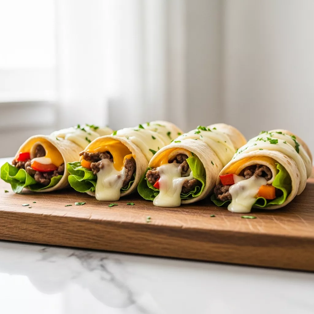 Delicious keto philly cheesesteak roll ups ready to eat