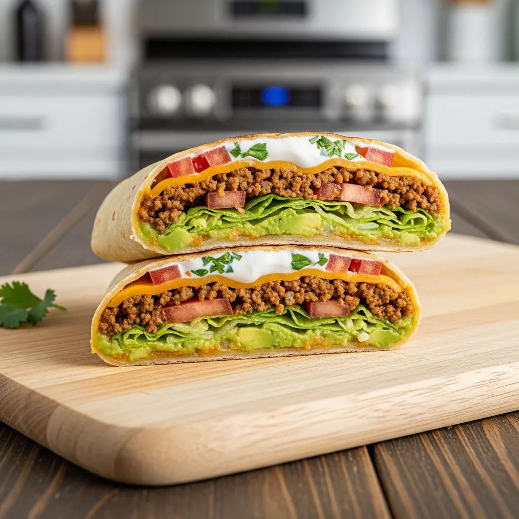 Close-up of a delicious keto crunchwraps recipe