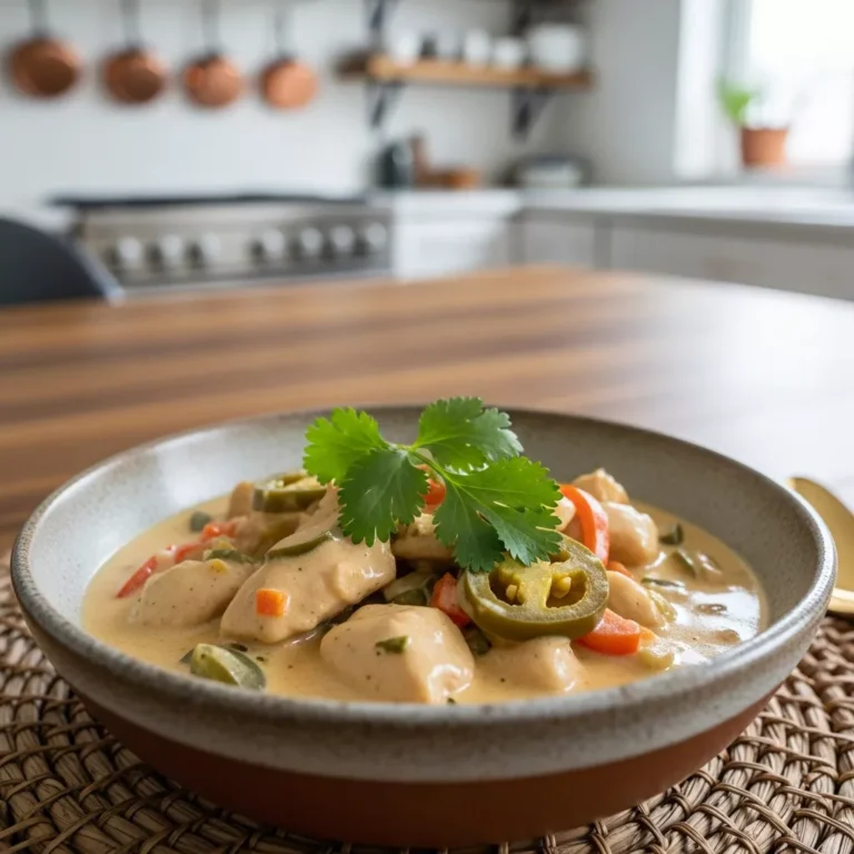 Creamy Jalapeño Chicken Skillet in a bowl with cilantro