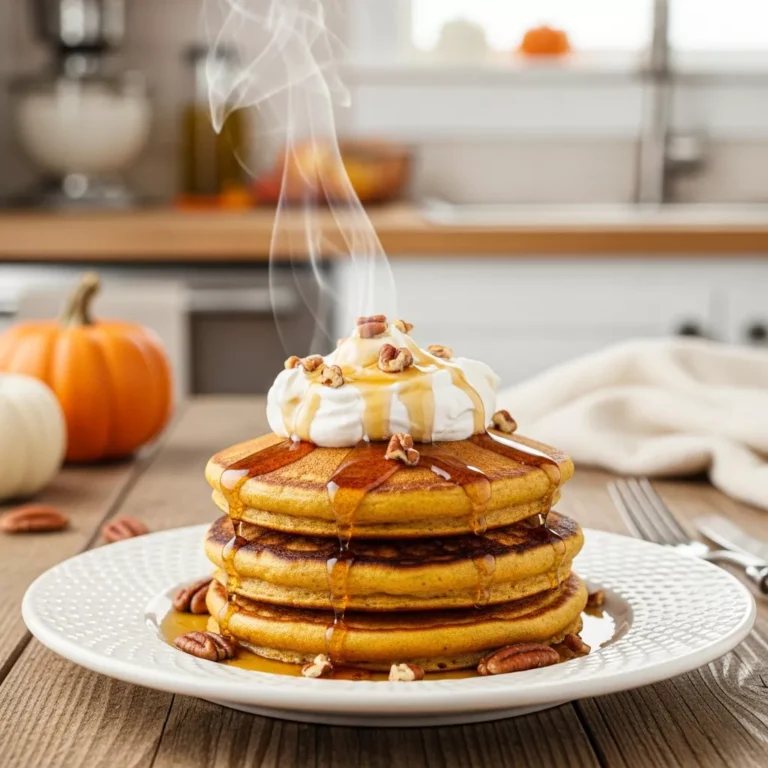 pumpkin pancakes recipe Golden-brown pumpkin pancakes with maple syrup