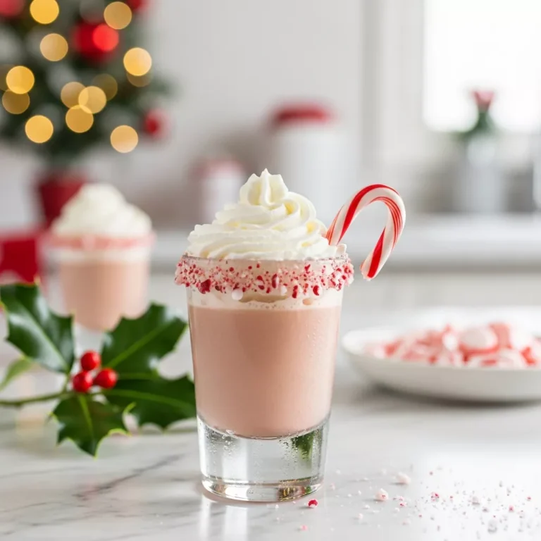 peppermint christmas shots Peppermint Christmas Shot with candy cane garnish